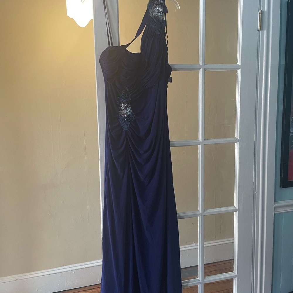 Chic One Shoulder Navy Dress